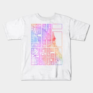 Chicago, USA City Map Typography - Colorful Kids T-Shirt